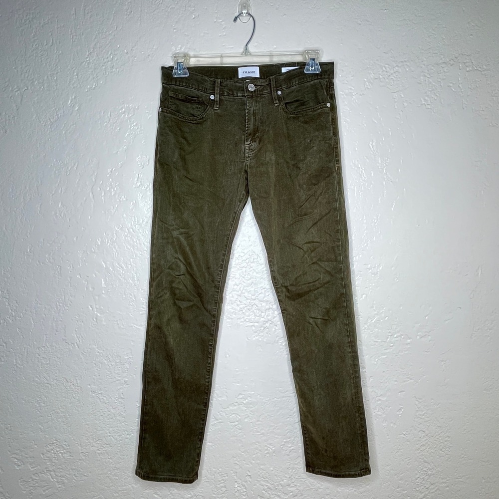 FRAME L'Homme Slim Jeans Military Green Olive Drab LMH870 Mens 31